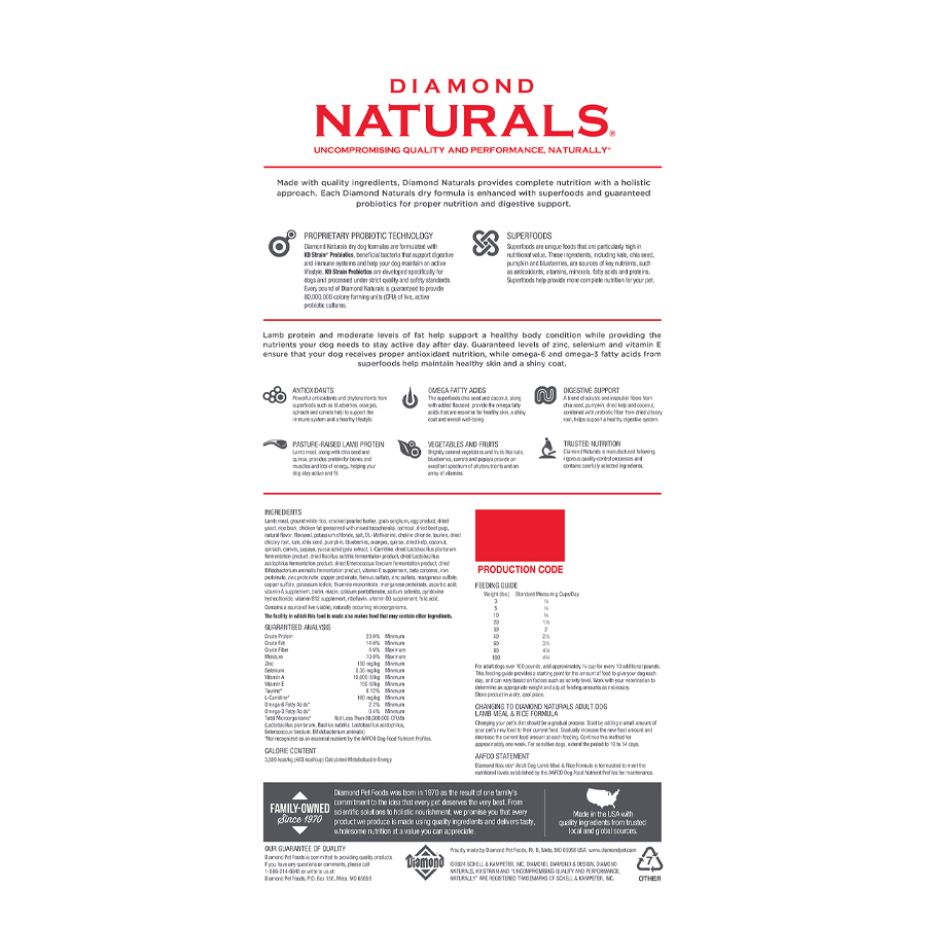 diamond naturals adult dog lamb rice blend