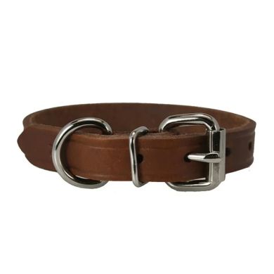 omni pet dark brown leather dog collar