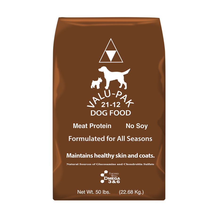 valu-pak dog food 21/12 50 lb bag