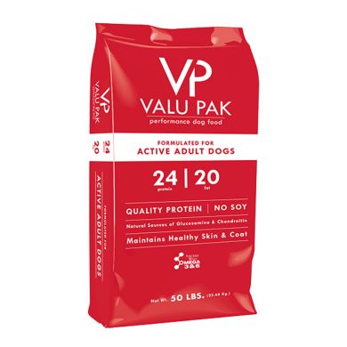 valu pak dog food 24/20 pet food chestnut mountain feed company front bag