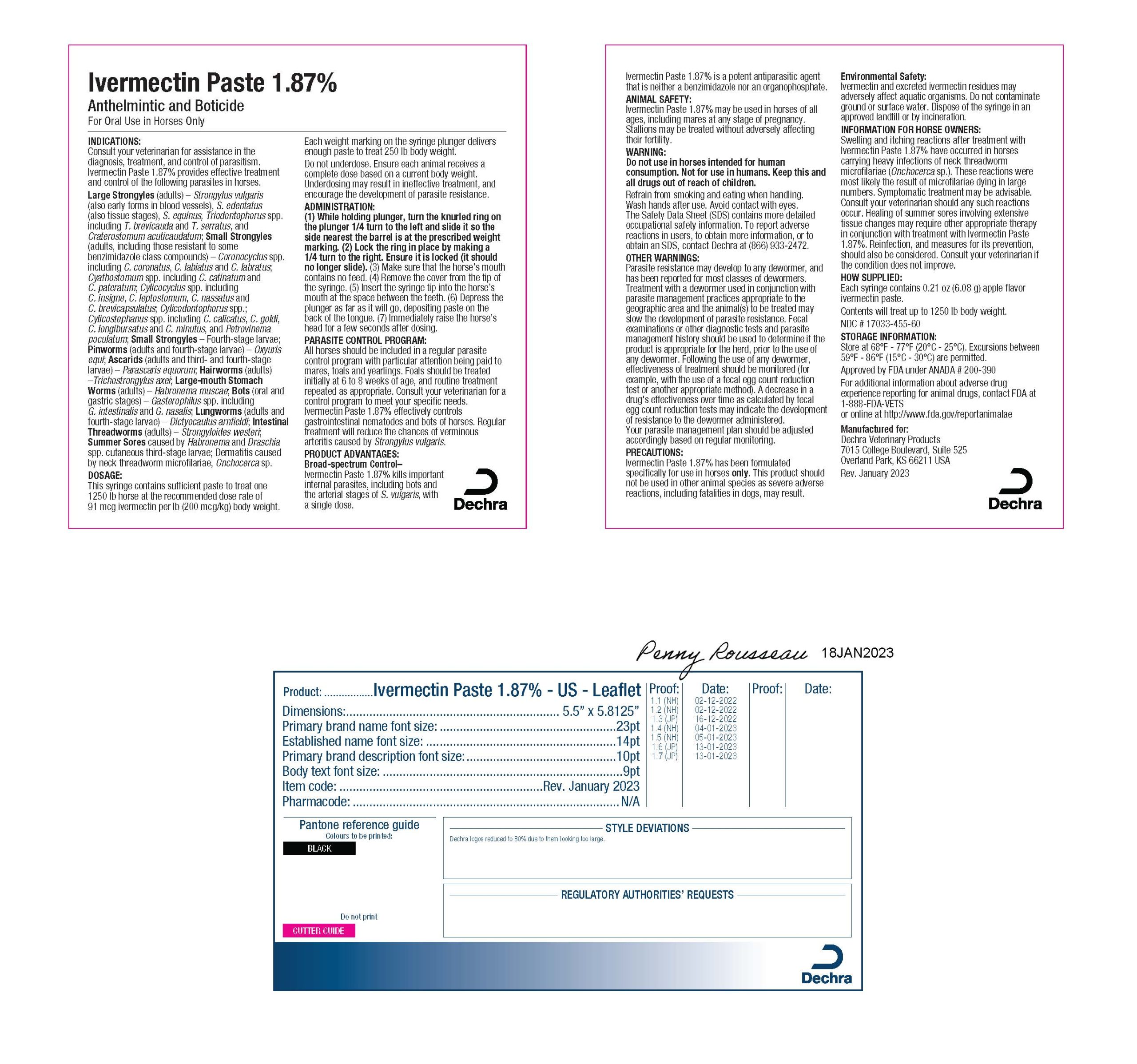 ivermectin paste equine deworming instructions