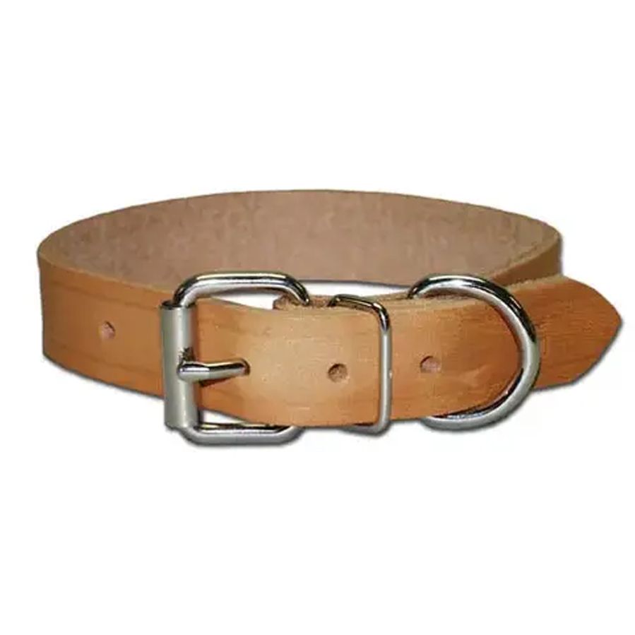 omni pet light brown leather dog collar
