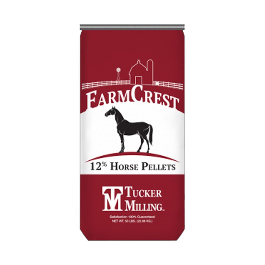 chestnut mountain equine feed tm farmcrest 12% horse pellets 50 lb bag